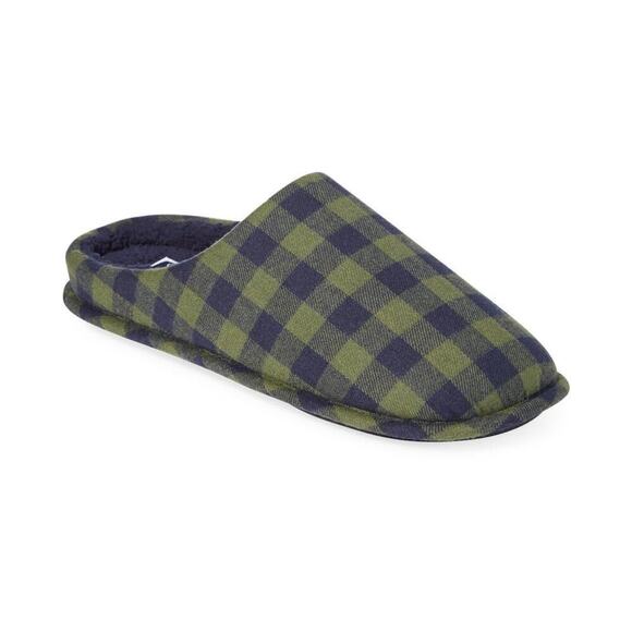 Club Room Men's Fleece-Lined Flannel Slippers Green/Navy Plaid 6-7 Small NEW - Picture 9 of 9